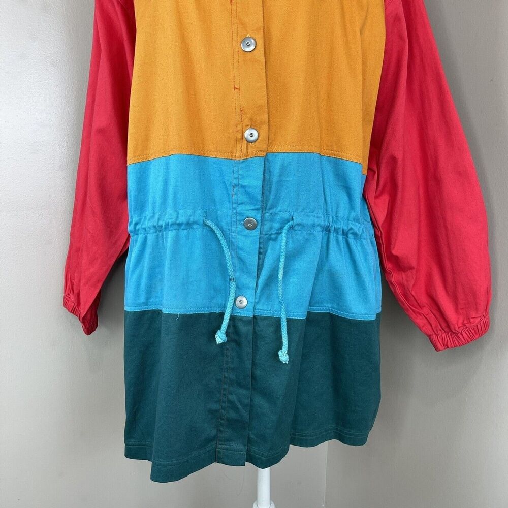 Wear It Now Hooded Colorblock Jacket One Size 100% Cotton Pockets - Picture 14 of 16